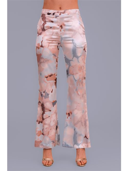 Pantalone in raso fantasia Nikamo | P057SASTRATTO CIELO